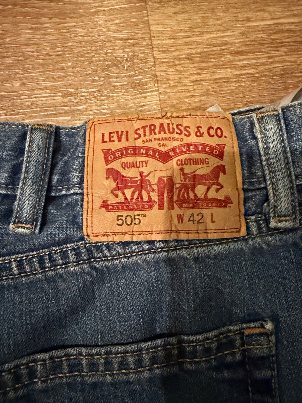 Levi's 505 Men's Blue Medium Wash Denim Cutoff Shorts 5-Pocket Button Fly